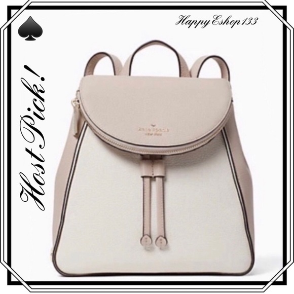 kate spade Handbags - ♠️ kate spade ♠️ Leila Colorblock Pebbled Leather Medium Flap Backpack, Beige